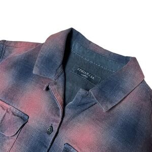 AllSaints Mens XS Plaid Flannel Shirt Red Blue Long Sleeve Button Up Casual Top